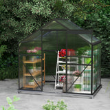 Asofer 6' x 4' Greenhouse for Outdoors, Aluminum Walk-in Green Houses shed with Rain Gutter and Roof Vent for Backyard