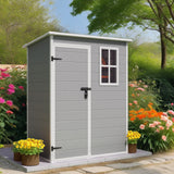 5x3 FT Storage Shed with Floor, Outdoor Plastic Shed with Window for Patio|Garden|Backyard, Grey