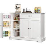 Coffee Bar, Lofka 42” Kitchen Storage Cabinet, Sideboard Buffet Cabinet with 8 Shelves, 1 Drawer