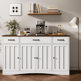 Coffee Bar, Lofka Buffet Cabinet-Spacious Storage with Adjustable Shelves for Dining Room, Living Room, White+Rustic Brown