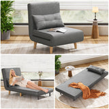 Convertible Folding Sofa Bed, Lofka Sleeper Couch with Pillow & 6-Position Adjustable Backrest for Living Room, Home Office, Dark Grey