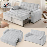 Convertible Sleeper Sofa Bed,Lofka 3-in-1 Flannel Couch with Adjustable Backrest & Storage Pockets for Living Room,Studio,Reading Area,Light Gray