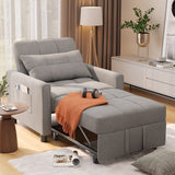 Convertible Sofa Bed, Lofka 3-in-1 Sleeper Chair Bed, Recliner Couches with Adjustable Backrest for Living Room, Bedroom, Small Space, Light Gray