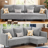 Convertible Sofa Bed, Lofka L-Shaped Sleeper Couch for Office, Living Room, Light Gray