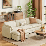 Modular Sectional Sofa ,Lofka Convertible L Shaped Couch with Movable Ottoman, Corduroy Fabric for Living Room ,Beige