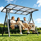 3-seat Outdoor Patio Porch Swing with Adjustable PC Canopy&Cushions, Swing Chair Bench with for Backyard Front Porch Lawn,Gray