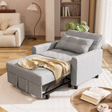 Asofer 3-in-1 Convertible Sleeper Sofa Chair, Adjustable Backrest Futon Couch, Linen Fabric Multi-Functional Recliner Chair Bed, Space Saving Furniture for Living Room Apartment Office, Light Gray