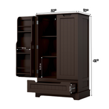 The Kitchen Pantry Storage Cabinet with Drawer and Adjustable Shelf - Brown