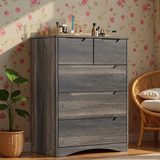 Dressers for Bedroom, 5 Chest of Drawers Dresser and Wooden Storage Cabinet with Cutout Handles for Living Room | Hallway | Entryway | Guest Room, Gray
