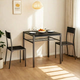 Dining Table Set for 2,Lofka 3 Piece Dining Furniture Set with MDF Chairs & Space-Saving Small Kitchen Table Set with Storage Shelf,Compact Breakfast Table for Studio Apartments & Tiny Homes,Black