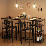 Dining Table Set, Lofka Bar Table Set, Kitchen Table with 3 Shelves and2 Stools,1 Set