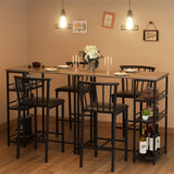 Dining Table Set, Lofka Bar Table Set, Kitchen Table with 3 Shelves and2 Stools,1 Set