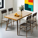 Dining Table Set for 4,Lofka 5 Piece Kitchen Table and Chairs Set with PU Leather Chairs for Small Spaces Studio,Kitchen,Apartment,Retro Brown