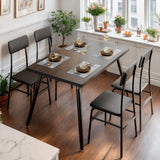 Dining Table Set for 4,Lofka Dining Room Table with 4 PU Leather Chairs for Small Spaces Kitchen,Apartment,Studio,Black