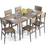 Dining Table Set for 6, Lofka 63" Extendable Kitchen Table and Chairs Set for Gatherings, Gray