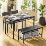 Lofka Kitchen Table and Chairs Set, 4-Piece Breakfast Nook Dining Table Set with Bench for Small Space, Living Room, Black