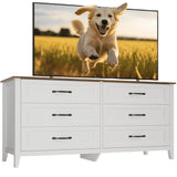 Lofka 47.2" Wide Dresser TV Stand with 6 Drawers Dresser for Bedroom Chests of Drawers for Living Room, White