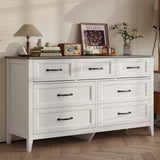 Dresser for Bedroom with 7 Drawers, Lofka 47" Wide Modern Chest of Drawers with Metal Handle, Wooden Dresser TV Stand, Wood Closet Clothes Storage Organizer for Living Room, Hallway, Gray