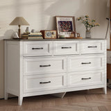 Dresser for Bedroom with 7 Drawers, Lofka 47" Wide Modern Chest of Drawers with Metal Handle, Wooden Dresser TV Stand, Wood Closet Clothes Storage Organizer for Living Room, Hallway, Gray