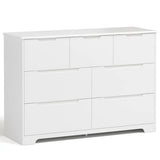 Dresser for Bedroom, 7 Drawer Dresser, Chest of Drawers with Large Storage Capacity, Cutout Handles, Deep Drawers, Smooth Metal Rail, White
