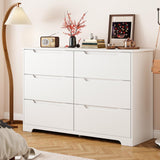 Dresser for Bedroom,6 Drawer Double Dresser, Anti-Tip Safety, Modern Wood Chest of Drawers, White