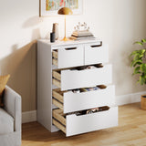 Dressers for Bedroom,Lofka Dresser with 5 Drawers£¬White Cabinet with Recessed Handles£¬ Large Storage Capacity£¬ Living Room,children's Room£¬Hallway, White