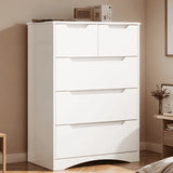 Lofka 5-Drawer Dresser for Bedroom, Apartment Saver! Easy Assembly, Anti-Tip Kit, White Modern Storage Cabinet for Small Space