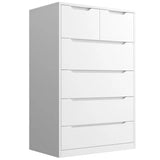 Dressers for Bedroom, Lofka 6 Drawers Dresser with Cutout Handles, Wood Storage Cabinet for Living Room, White