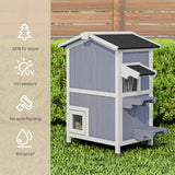 Outdoor Cat Shelter Weatherproof, Two Story Wooden Outside Feral Cat House with Openable Roof, Escape Door