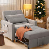 Sleeper chair, Convertible Futon Sofa Bed with Pull Out Couch and Adjustable Backrest for Living Room, Light Gray