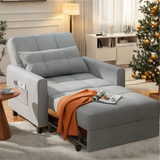 Lofka Sofa Bed with Pull Out Couch, Recliner Sleeper Chair with Adjustable Backrest Best Gifts for Parents and Home, Light Gray