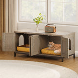 Cat Litter Box Enclosure with Hidden Entry and Two Cabinet Doors, Fits Various Litter Box Sizes, Gray