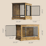 Asofer 38.6" Dog Crate, Wooden Dog Kennel with Double Doors, Chew-Resistant Dog House Indoor for Small to Large, Retro