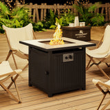 Fire Pits for Outside, Lofka 30" Propane Fire Table with Lid & Lava Rock 50000 BTU Outdoor Fire Pits with Iron and CSA Certified for Patio, Garden & Backyard