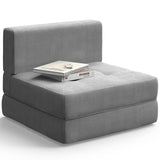 Folding Sofa Bed, Modern Convertible Sleeper Chair Bed for Home/ Outdoor/ Camping, Single Small Couch, Light Gray