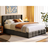 Full Bed Frame with Upholstered Headboard, Hydraulic Storage Bed Frame with No-noise design, 800lbs