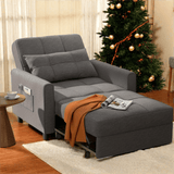 Futon Sofa Bed, Lofka 3-in-1 Convertible Single Sleeper Chair with Pull Out Couch for Living Room, Bedroom, Dark Gray