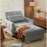Futon Sofa Bed, Lofka 3-in-1 Convertible Sleeper Chair with Pull Out Couch for Living Room, Bedroom, Light Gray