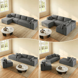 Lofka Convertible Couch and Sofa and L Shaped Sectional Sofa Bed for Living Room Dark Gray, Free Assembly