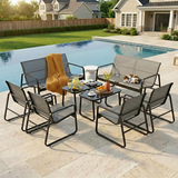 Patio Furniture Set on Sale, Outdoor Conversation Set with Textilene Chair & Coffee Table for Backyard, Poolside Porch, Gray