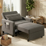 Asofer Convertible Sleeper Sofa Bed,3-in-1 Pull-Out chair with Adjustable Backrest & Side Pocket,Futon Couch for Apartment & Office,Dark Gray