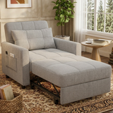 Convertible Sleeper Sofa Bed, Asofer 3-in-1 Pull-Out chair with Adjustable Backrest & Side Pocket, Futon Couch for Apartment & Office,Gray