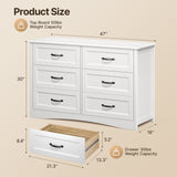 Drawer Dresser with 6 Drawers for Bedroom - White