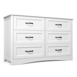 6 Drawer Dressers for Bedroom, Chest of Drawers with Deep Drawers, Large Double Dresser for Closet with Wide Top, Horizontal Wooden Dresser for Living Room, Hallway, Bedroom - White