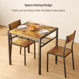 3 Pieces Dining Set for 2 Small Kitchen Breakfast Table Set Space Saving Wooden Chairs and Table Set - Retro