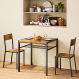 3 Pieces Dining Set for 2 Small Kitchen Breakfast Table Set Space Saving Wooden Chairs and Table Set - Retro