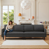 Asofer 4-Seat Sectional Sofa, Convertible Sofa Bed with Comfy Seat Cushion, for Living Room, Apartments, Office, Gray