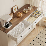 Asofer Farmhouse Kitchen Sideboard Buffet Cabinet with Storage, Wood Coffee Bar and Storage Sideboard with Drawers and Doors,Retro