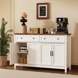 Asofer Farmhouse Kitchen Sideboard Buffet Cabinet with Storage, Wood Coffee Bar and Storage Sideboard with Drawers and Doors,Retro