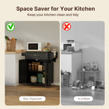 Kitchen Island Cart with Storage,Rolling Kitchen Island Side Table on Wheels with Worktop,Spice Rack ,Adjustable Shelves and Drawer for Kitchen,Dining Room - Blakc